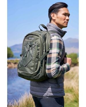 Mountain Warehouse 'Peregrine' Backpack With Pockets & Hip Belt Ripstop Fabric Hiking Gym Daypack - Grey