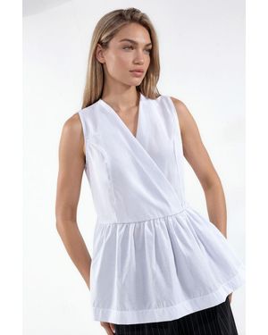 Msn-Collection Cotton-Blend Blouse - White