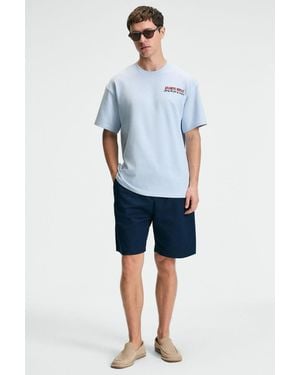 Grimelange Oversized Crew Neck Printed T-Shirt - Blue