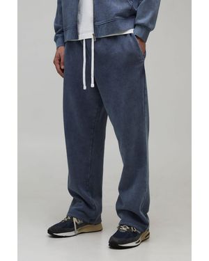 BoohooMAN Essential Washed Baggy Drop Crotch Jogger - Blue