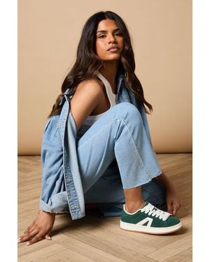 Oasis Dorianna Faux Suede Lace Up Trainers - Blue