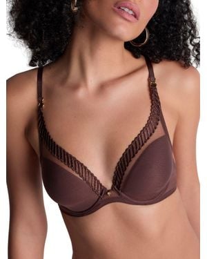 Aubade Sheer Emotion Triangle Plunge Bra - Black