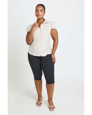 Boohoo Plus Polka Dot Ruched Shirt - Blue