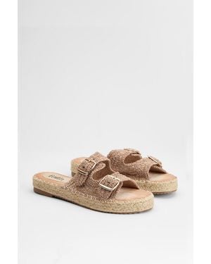 Faith Elissa Textured Double Buckle Footbed Sandals - Grey