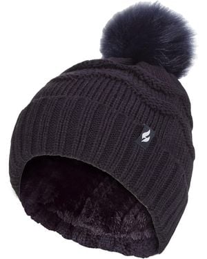 Heat Holders Ladies Winter Fur Beanie Hat - Blue