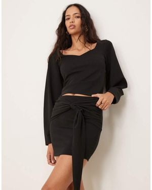 ASOS Draped Tie Waist Detail Mini Skirt Co Ord - Black