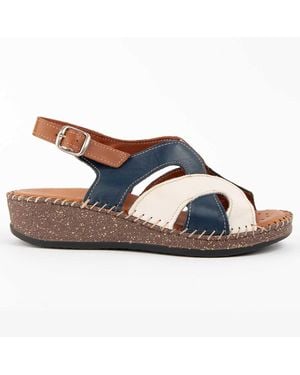 Purapiel Wedge Sandal Leida Leather - Blue