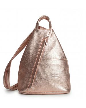 Woodland Leathers Italian Leather Convertible Backpack Vera Pelle Anti-Theft Rucksack - Brown