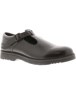 Kickers School Shoes Finley T Bar Leather Buckle Leather (Archived) - Black