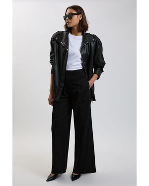 Karen Millen Denim Seam Detail Wide Leg Jean - Black
