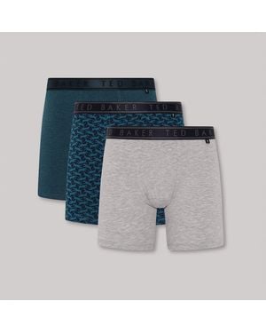 Ted Baker 3-Pack Cotton Boxer Briefs Heather/Bowwow/Reflecting Pool - Blue