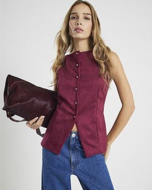River Island Waistcoat Faux Suede Sleeveless - Purple