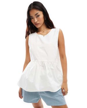Vila Sleeveless Cotton Poplin Top - White