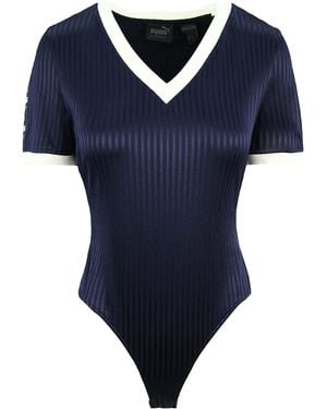 PUMA X Rihanna Fenty V-Neck Jersey Bodysuit - Blue