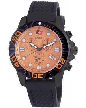 Calibre Akron Swiss Made Movement Watch Rubber Strap Dial - Black