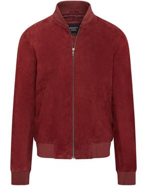 Infinity Leather Soft Goat Suede Ma-1 Varsity Bomber Jacket - Red