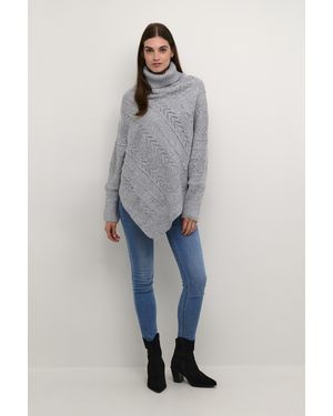 Cream Poncho Loose Fit - Grijs