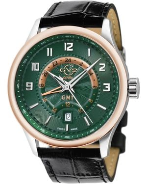 Gv2 Giromondo Dial Calfskin Leather Watch - Green