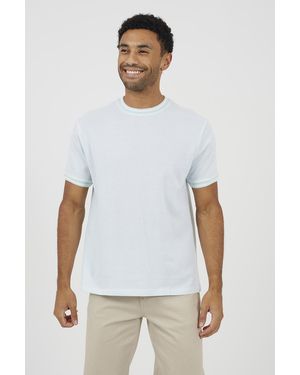 Brave Soul Crew Neck Jacquard Knit T-Shirt - White