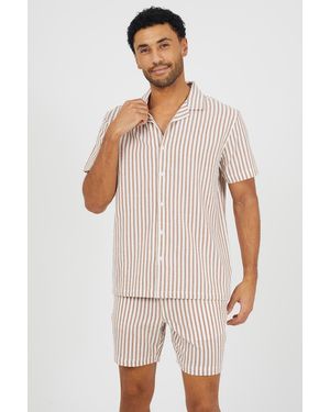 Brave Soul Striped Drawcord Shorts - Natural