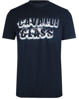 Roberto Cavalli Smoke Bold Logo T-Shirt Cotton - Blue