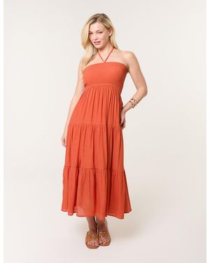 Blue Vanilla Bandeau Tiered Midi Dress