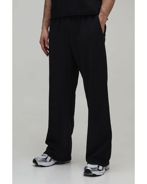BoohooMAN Wide Fit Textured Elasticated Waist Jogger - Black