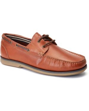 Base London Stern Leather Burnt Boat Shoes - Brown