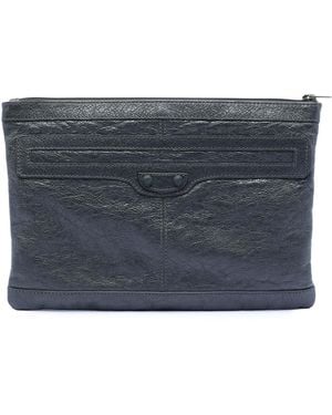 Balenciaga Pre-Owned Lambskin Motocross Classic Clip M Clutch - Blue