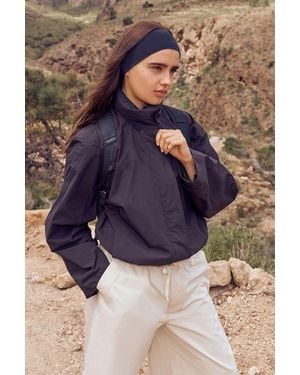 DSGN Studio Funnel Neck Hooded Waterproof Windbreaker - Blue