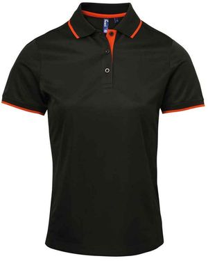 PREMIER Ladies Coolchecker Contrast Pique Polo Shirt - Black