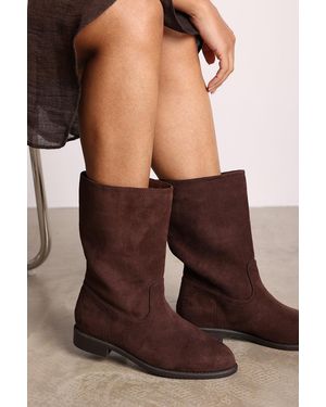 Where's That From Wheres 'Monroe' Mid Calf Boots With Flat Sole - Brown