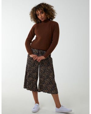 Blue Vanilla Animal Print Cropped Trousers - Brown