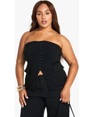 Boohoo Plus Bengaline Corset Bandeau Top - Black