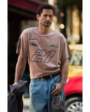 Grimelange Printed Crew Neck T-Shirt - Purple