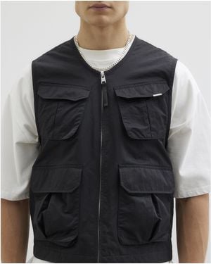 River Island Gilet Multi Utility Pockets Cotton - Black