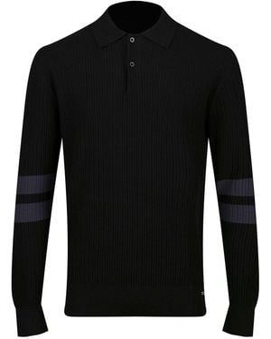 Luke 1977 Dawlish Long Sleeve Knitted Polo - Black