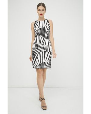 Conquista Fitted Sleeveless Print Dress - White