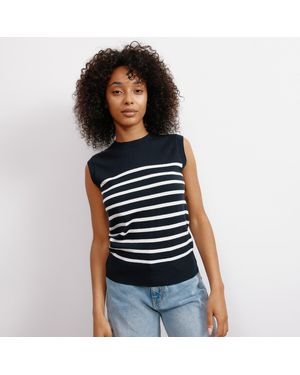 Albaray Cashmere Blend Stripe Tank - Black