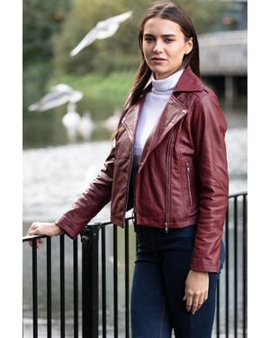 Ashwood Leather 'Brooklyn' Short Biker Jacket - Red