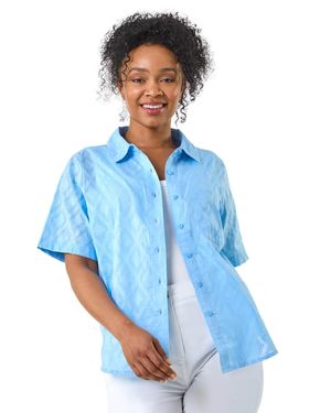 Roman Petite Jacquard One Pocket Shirt - Blue