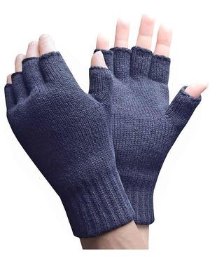 Heat Holders Winter Warm 3.2 Tog Fleece Lined Insulated Fingerless Gloves - Blue
