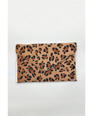 SVNX Leopard Envelope Clutch Bag - Brown