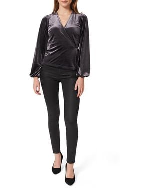 Hobbs Livvy Velvet Wrap Top - Black