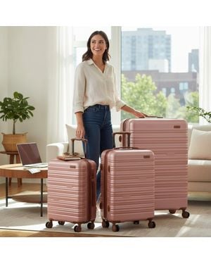 Infinity Leather Expandable Hard Shell Abs Suitcase 8 Wheel Travel Luggage - Metallic