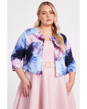 Quiz Curve Light Floral Cropped Jacket - Multicolour
