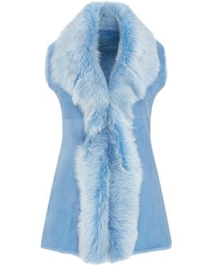 Infinity Leather Toscana Sheepskin Long Gilet-Sorocaba - Blue