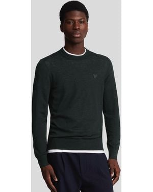 Lyle & Scott Merino Wool Crew Neck Jumper - Black