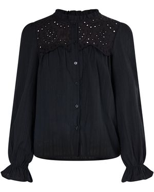 Dreimaster Bloes Met Lange Mouwen Dames Zwart - Blauw