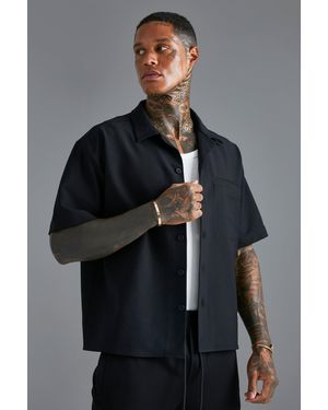 Boohoo Short Sleeve Stretch Oversized Boxy Fit Shirt - Grey